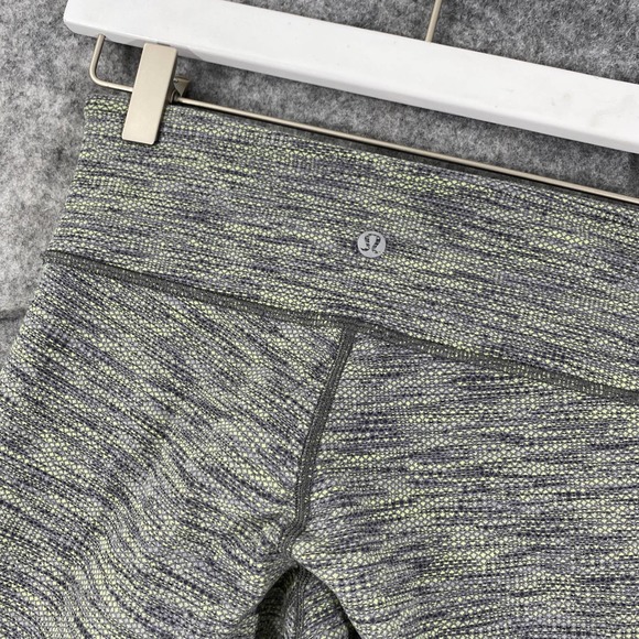 Lululemon Wunder Under Crop Leggings 4 Green Space Dye Mid Rise Knit - Picture 6 of 13